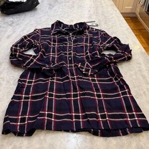 Michael Stars Long Sleeve Plaid Dress - Navy and Red